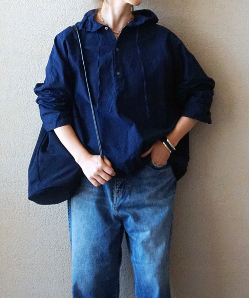 JOURNAL STANDARD LUXE(ジャーナルスタンダード ラックス)の「OX フードシャツ(シャツ/ブラウス・レディース・ネイビー/ブルー系その他/コバルトブルー・FREE)」の2枚目の写真