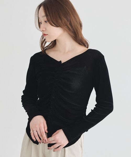 earth music&ecology(アースミュージックアンドエコロジー)の「タックボタンチュールフロッキープルオーバー(Tシャツ/カットソー・レディース・ブラウン/ブラック/アイボリー/ピンク系その他3・FREE)」の3枚目の写真