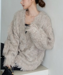 SHAGGY V NECK LOOSE CARDIGAN GREIGE(シャギーブイネックルーズカーティガン)