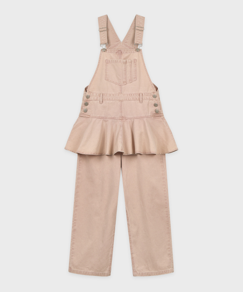 SINOON(シヌーン)の「Flare Skirt Layered Overall (Ash Pink)(つなぎ/オールインワン・レディース・ライトピンク・SMALL/MEDIUM)」の4枚目の写真