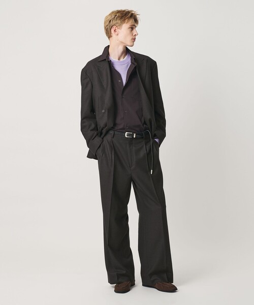 BEAUTY&YOUTH UNITED ARROWS(ビューティーアンドユースユナイテッドアローズ)の「N/SUIT サキソニー 2プリーツ ワイド スラックス(スラックス・メンズ・ブラック/ダークブラウン・M/L/S/XL)」の6枚目の写真