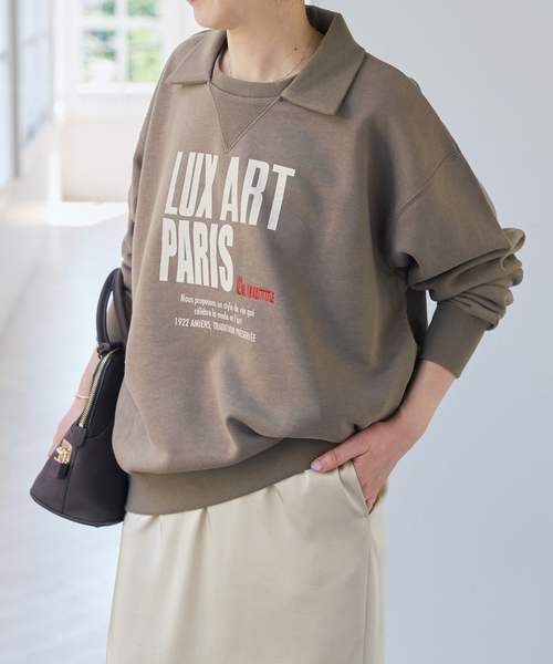 Spick & Span(スピックアンドスパン)の「《別注 / 》La Hutte / ラ・ユット 襟付きスウェット*(スウェット・レディース・ライトグレー/チョコ/アイボリー・FREE)」の3枚目の写真