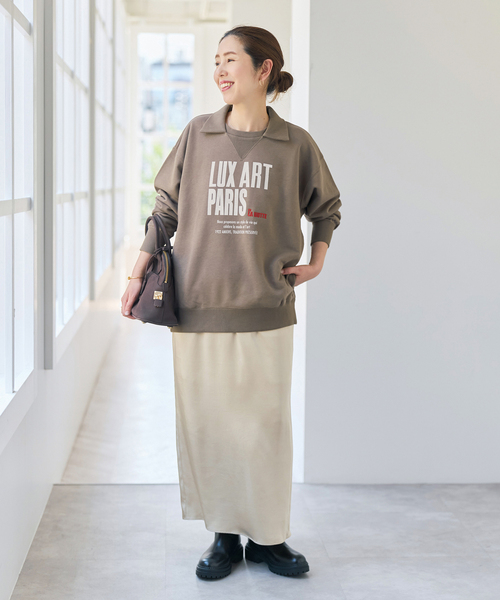 Spick & Span(スピックアンドスパン)の「《別注 / 》La Hutte / ラ・ユット 襟付きスウェット*(スウェット・レディース・ライトグレー/チョコ/アイボリー・FREE)」の7枚目の写真