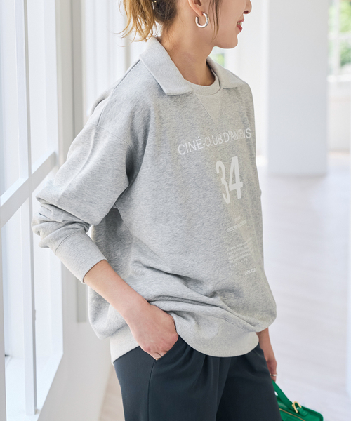 Spick & Span(スピックアンドスパン)の「《別注 / 》La Hutte / ラ・ユット 襟付きスウェット*(スウェット・レディース・ライトグレー/チョコ/アイボリー・FREE)」の10枚目の写真