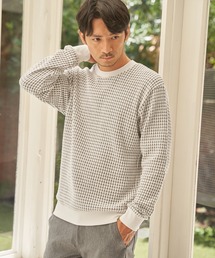ビッグ縦ワッフルクルーネックプルオーバー