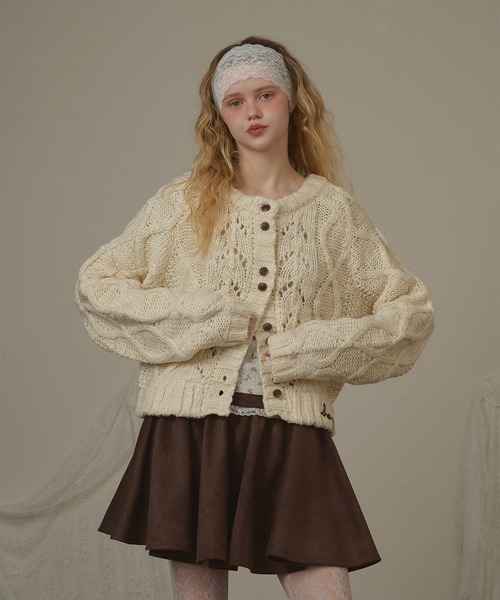 hazyl（ヘイジル）の「double button knit cardigan/ダブルボタンニットカーディガン（カーディガン/ボレロ・レディース・アイボリー/ブラウン系その他・フリー）」の14枚目の写真