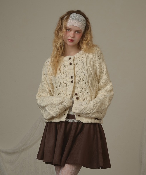 hazyl（ヘイジル）の「double button knit cardigan/ダブルボタンニットカーディガン（カーディガン/ボレロ・レディース・アイボリー/ブラウン系その他・フリー）」の15枚目の写真