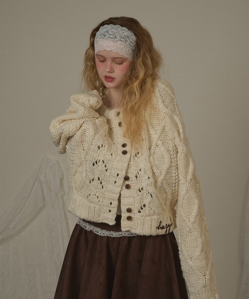 hazyl（ヘイジル）の「double button knit cardigan/ダブルボタンニットカーディガン（カーディガン/ボレロ・レディース・アイボリー/ブラウン系その他・フリー）」の20枚目の写真