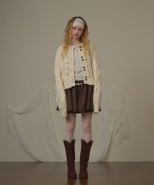 hazyl（ヘイジル）の「double button knit cardigan/ダブルボタンニットカーディガン（カーディガン/ボレロ・レディース・アイボリー/ブラウン系その他・フリー）」の5枚目の写真