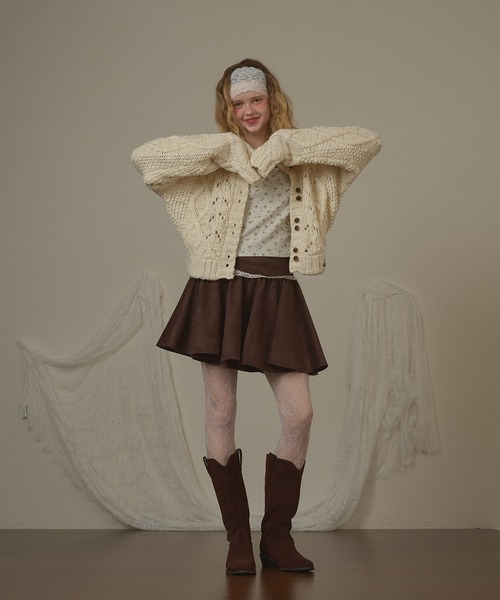 hazyl（ヘイジル）の「double button knit cardigan/ダブルボタンニットカーディガン（カーディガン/ボレロ・レディース・アイボリー/ブラウン系その他・フリー）」の6枚目の写真