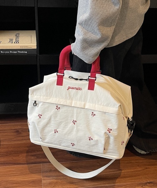 セール】【キャリーオン対応】リボン刺繍バイカラートラベルボストン