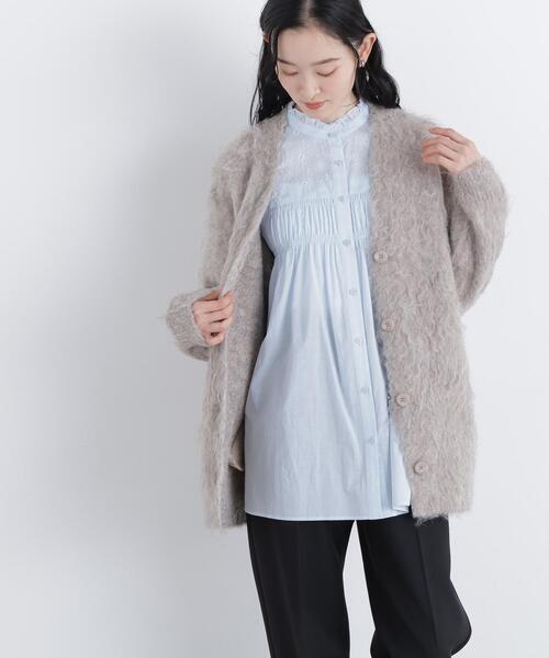 N.(N. Natural Beauty Basic)(エヌエヌナチュラルビューティーベーシック)の「刺繍切替シャーリングブラウス(シャツ/ブラウス・レディース・ブルー/オフホワイト・FREE)」の19枚目の写真