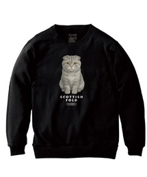 Moftique(モフティック) トレーナー スウェット 裏毛 スコティッシュフォールド キャット ペット アニマル プリント トップス レディース ユニセックス
