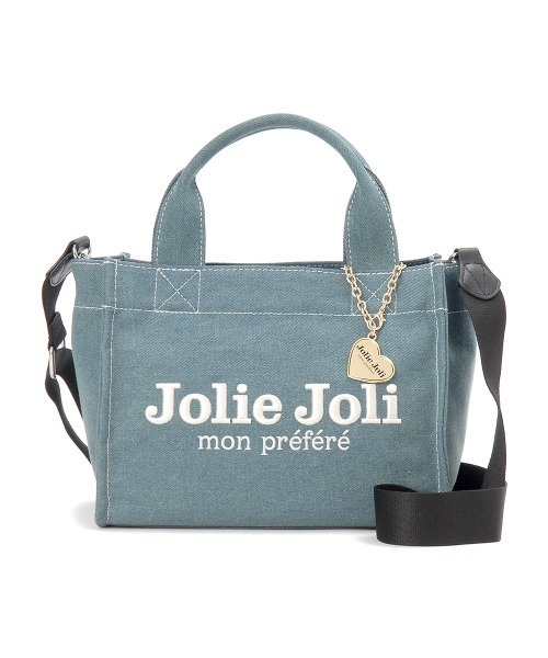 Jolie Joli(ジョリージョリ)の「【Jolie Joli/ジョリージョリ】ロゴ刺繍 デニム 2WAY ミニハンドバッグ(ハンドバッグ・レディース・ブラック/ライトブルー/ブルー/ネイビー・FREE)」の2枚目の写真