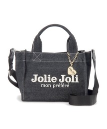 【Jolie Joli/ジョリージョリ】ロゴ刺繍 デニム 2WAY ミニハンドバッグ
