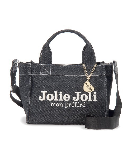 Jolie Joli(ジョリージョリ)の「【Jolie Joli/ジョリージョリ】ロゴ刺繍 デニム 2WAY ミニハンドバッグ(ハンドバッグ・レディース・ブラック/ライトブルー/ブルー/ネイビー・FREE)」の1枚目の写真