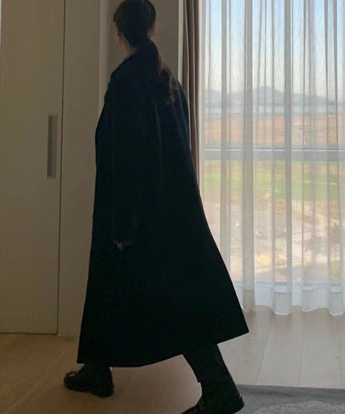 YUGA(ユーガ)の「YUGA_YGMC Korean-style Wool-look tailored long coat(テーラードジャケット・レディース・キャメル/ブラック/ライトグレー・FREE)」の18枚目の写真