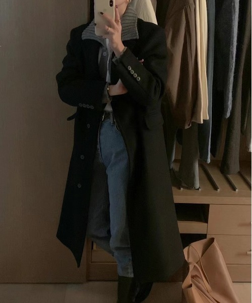 YUGA(ユーガ)の「YUGA_YGMC Korean-style Wool-look tailored long coat(テーラードジャケット・レディース・キャメル/ブラック/ライトグレー・FREE)」の21枚目の写真