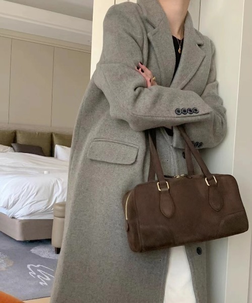 YUGA(ユーガ)の「YUGA_YGMC Korean-style Wool-look tailored long coat(テーラードジャケット・レディース・キャメル/ブラック/ライトグレー・FREE)」の8枚目の写真