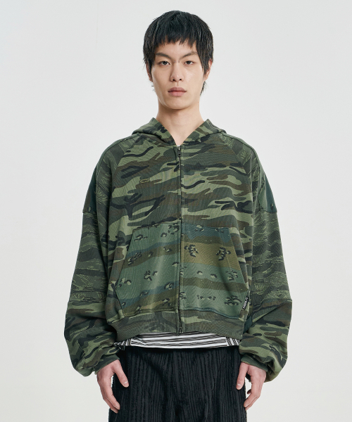 AJOBYAJO（アジョバイアジョ）の「クロップド ミックスカモ ジップアップフーディー [カーキ]（パーカー・レディース・その他・LARGE/X-LARGE）」の7枚目の写真