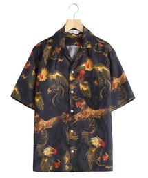 NIPOALOHA（ニポアロハ）の「NIPOALOHA / ニポアロハ：SILK SHORT SLEEVE ALOHA SHIRT〈COCK FIGHTING/ BLACK BLUE〉：N26-SSH02[STD]（シャツ/ブラウス）」