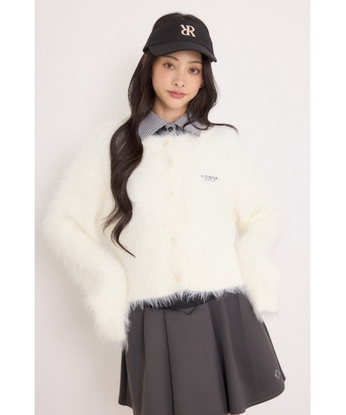 RIENDA GOLF(リエンダゴルフ)の「【RIENDA GOLF】ラメシャギーカーデトップス 秋服 冬服(カーディガン/ボレロ・レディース・ホワイト/ライトグリーン/ベージュ・FREE)」の2枚目の写真