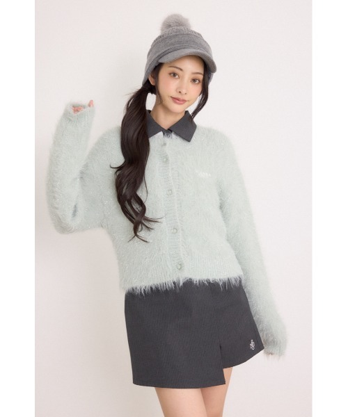 RIENDA GOLF(リエンダゴルフ)の「【RIENDA GOLF】ラメシャギーカーデトップス 秋服 冬服(カーディガン/ボレロ・レディース・ホワイト/ライトグリーン/ベージュ・FREE)」の3枚目の写真