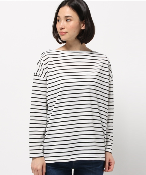 titivate（ティティベイト）の「ﾎﾞｰﾀﾞｰﾎﾞｰﾄﾈｯｸﾌﾟﾙｵｰﾊﾞｰ（Tシャツ/カットソー・レディース・グレー/ホワイト/ネイビー・FREE）」の15枚目の写真