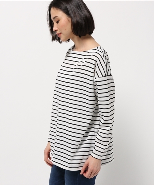 titivate（ティティベイト）の「ﾎﾞｰﾀﾞｰﾎﾞｰﾄﾈｯｸﾌﾟﾙｵｰﾊﾞｰ（Tシャツ/カットソー・レディース・グレー/ホワイト/ネイビー・FREE）」の4枚目の写真