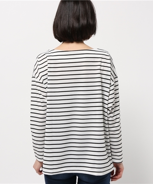 titivate（ティティベイト）の「ﾎﾞｰﾀﾞｰﾎﾞｰﾄﾈｯｸﾌﾟﾙｵｰﾊﾞｰ（Tシャツ/カットソー・レディース・グレー/ホワイト/ネイビー・FREE）」の5枚目の写真