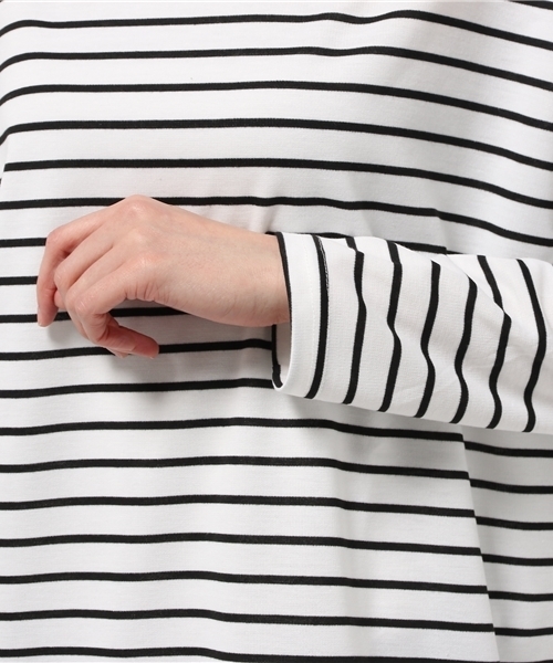 titivate（ティティベイト）の「ﾎﾞｰﾀﾞｰﾎﾞｰﾄﾈｯｸﾌﾟﾙｵｰﾊﾞｰ（Tシャツ/カットソー・レディース・グレー/ホワイト/ネイビー・FREE）」の7枚目の写真