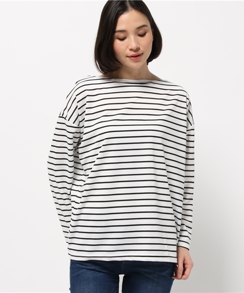 titivate（ティティベイト）の「ﾎﾞｰﾀﾞｰﾎﾞｰﾄﾈｯｸﾌﾟﾙｵｰﾊﾞｰ（Tシャツ/カットソー・レディース・グレー/ホワイト/ネイビー・FREE）」の12枚目の写真