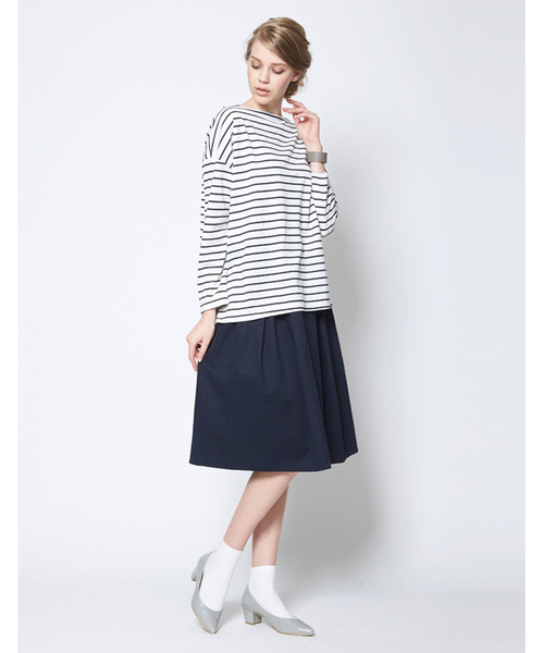 titivate（ティティベイト）の「ﾎﾞｰﾀﾞｰﾎﾞｰﾄﾈｯｸﾌﾟﾙｵｰﾊﾞｰ（Tシャツ/カットソー・レディース・グレー/ホワイト/ネイビー・FREE）」の17枚目の写真