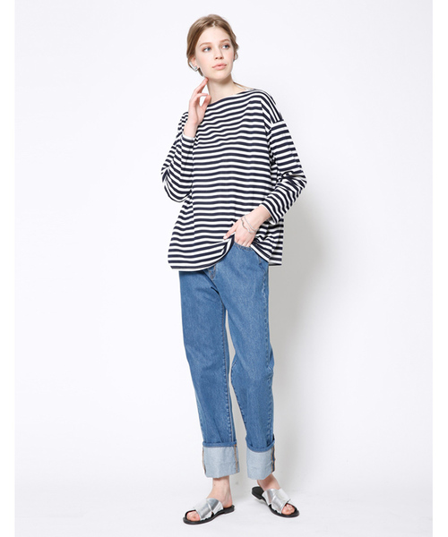 titivate（ティティベイト）の「ﾎﾞｰﾀﾞｰﾎﾞｰﾄﾈｯｸﾌﾟﾙｵｰﾊﾞｰ（Tシャツ/カットソー・レディース・グレー/ホワイト/ネイビー・FREE）」の21枚目の写真