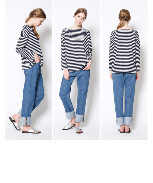 titivate（ティティベイト）の「ﾎﾞｰﾀﾞｰﾎﾞｰﾄﾈｯｸﾌﾟﾙｵｰﾊﾞｰ（Tシャツ/カットソー・レディース・グレー/ホワイト/ネイビー・FREE）」の11枚目の写真