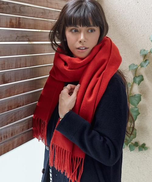 green label relaxing（グリーンレーベルリラクシング）の「CR ウールムジストール◆（ストール/ショール・レディース・ライトグレー/ダークグレー/ブラウン/ダークブラウン/レッド/ナチュラル/ライトピンク/ライトブルー/ネイビー・FREE）」の9枚目の写真