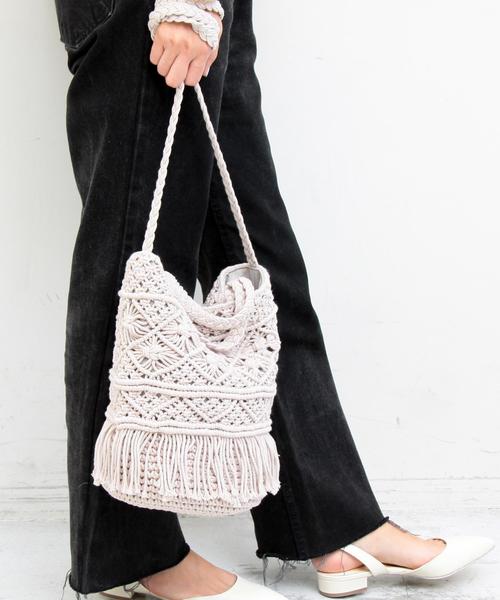 BEAUTY&YOUTH UNITED ARROWS（ビューティーアンドユースユナイテッドアローズ）の「BY∴ マクラメフリンジボトルバッグ -2WAY- ◆（ショルダーバッグ・レディース・グレー/ナチュラル・FREE）」の12枚目の写真