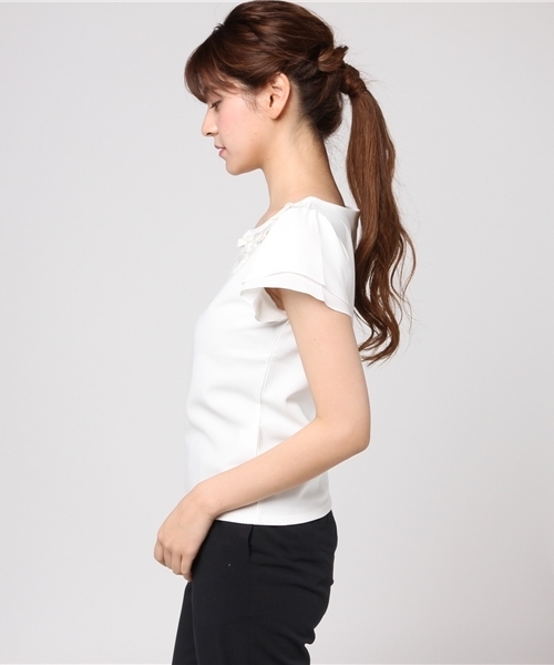 LODISPOTTO(ロディスポット)の「りぼんりぼんカットソー(Tシャツ/カットソー・レディース・ネイビー/ホワイト/ピンク・MEDIUM)」の5枚目の写真