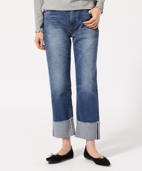 GLOBAL WORK(グローバルワーク)の「DENIMロールアップ/770896(デニムパンツ・レディース・ブルー・LARGE/MEDIUM)」の1枚目の写真