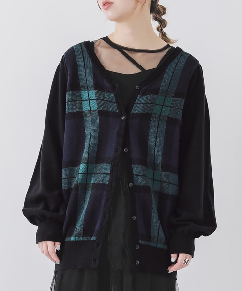 osharewalker(オシャレウォーカー)の「『ブラックウォッチカーディガン』(カーディガン/ボレロ・レディース・グリーン系その他・2/1)」の1枚目の写真