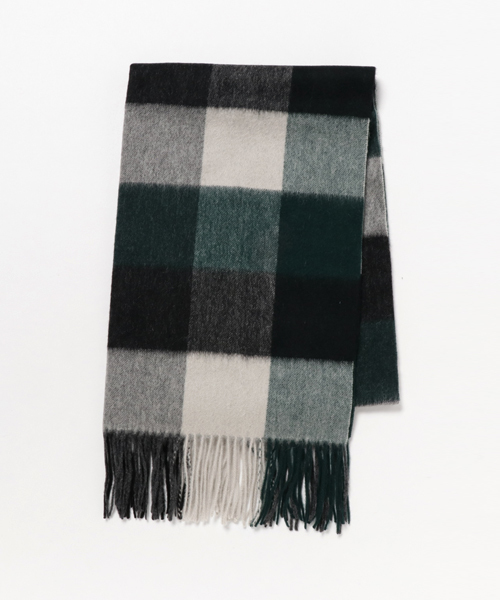 un dix cors（アンディコール）の「ウールチェックストール（ストール/ショール・レディース・ベージュ/グレー/レッド/ブラック/ネイビー/グリーン・ﾌﾘ-）」の4枚目の写真