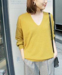 カシミアウール ニュアンスVネックプルオーバー◆