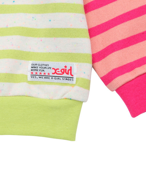 X-girl Stages（エックスガールステージス）の「STRIPY  CARDIGAN　(4T～7Ｔ)（カーディガン/ボレロ・キッズ・ネイビー/オレンジ/マルチ・4T/5T/6T/7T）」の6枚目の写真