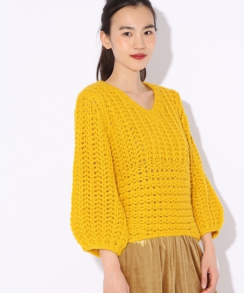 niko and...（ニコアンド）の「オリジナル棒針ニットプルオーバー（ニット/セーター・レディース・イエロー/ピンク/アイボリー・FREE）」の3枚目の写真