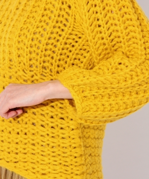 niko and...（ニコアンド）の「オリジナル棒針ニットプルオーバー（ニット/セーター・レディース・イエロー/ピンク/アイボリー・FREE）」の6枚目の写真