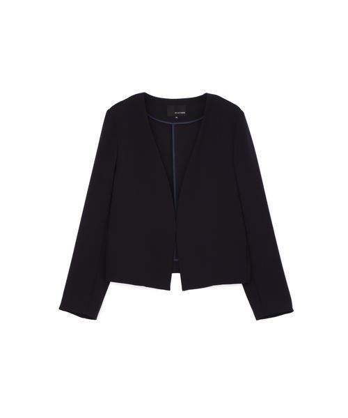 22 OCTOBRE(ヴァンドゥ-オクトーブル)の「ノーカラーツイルジャケット(ノーカラージャケット・レディース・ベージュ/ネイビー・36/38/40)」の1枚目の写真