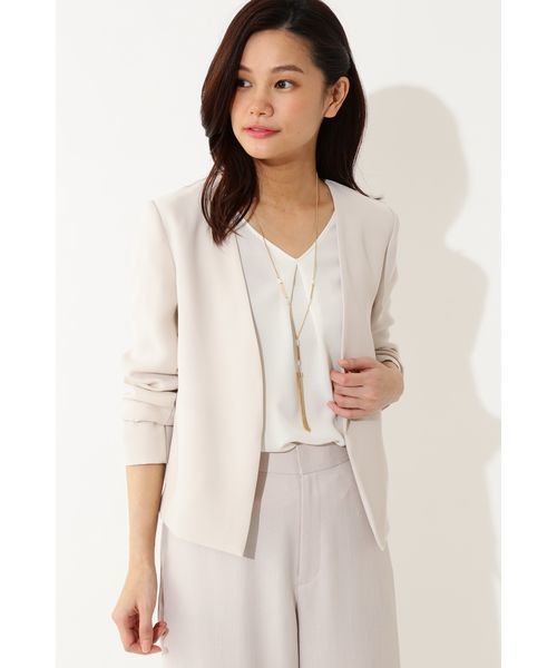 22 OCTOBRE(ヴァンドゥ-オクトーブル)の「ノーカラーツイルジャケット(ノーカラージャケット・レディース・ベージュ/ネイビー・36/38/40)」の21枚目の写真