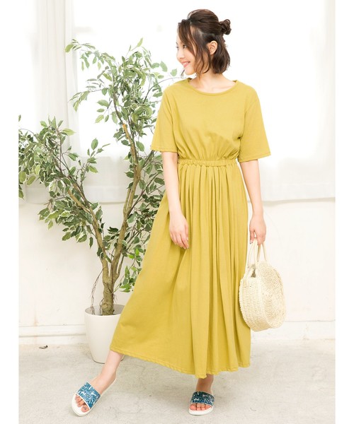 Kobe Lettuce コウベレタス の コットン100 ウエストブラウジングマキシ丈ワンピース レディース E1854 神戸レタス ワンピース Wear