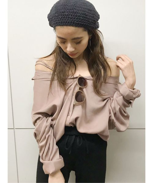 GYDA（ジェイダ）の「3WAY キャミソールシャツ（シャツ/ブラウス・レディース・ベージュ/オフホワイト/その他1/ブラック/その他・FREE）」の3枚目の写真