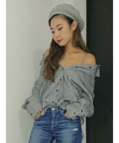 GYDA（ジェイダ）の「3WAY キャミソールシャツ（シャツ/ブラウス・レディース・ベージュ/オフホワイト/その他1/ブラック/その他・FREE）」の4枚目の写真